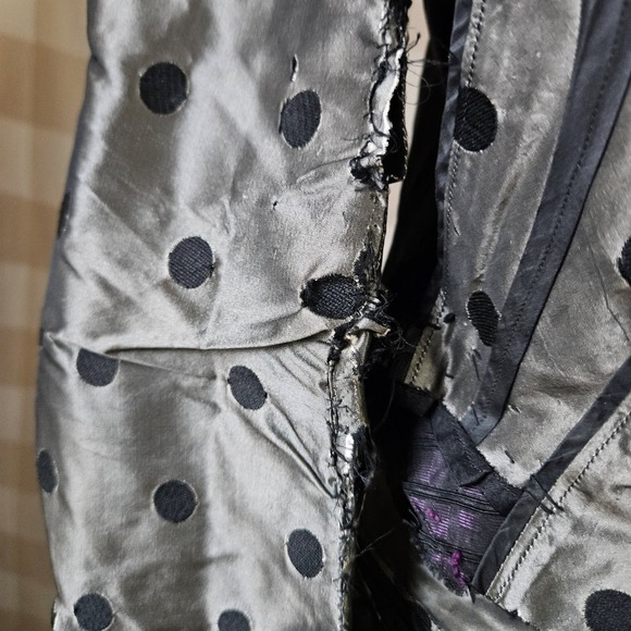 Antique Victorian 1870s Black Silver Silk Taffeta 2 Piece Day Dress Corset M - Picture 14 of 16